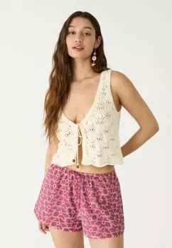 Шорты WITH CONTRAST EMBROIDERY Stradivarius, фуксия