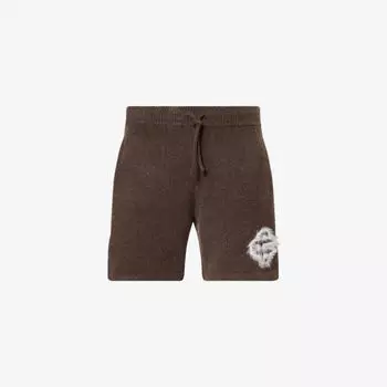 Шорты вязаные The Couture Club с пушистым логотипом, коричневый