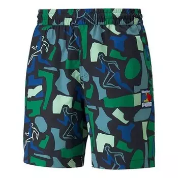 Шорты x butter goods allover printed shorts 'green' Puma, зеленый