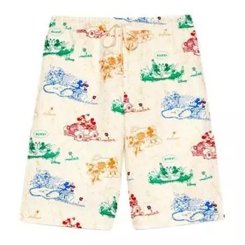 Шорты x disney joint printed linen shorts for men white Gucci, белый