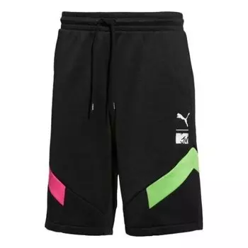 Шорты x mtv colorblock casual shorts 'black' Puma, черный