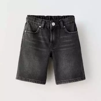 Шорты Zara Baggy-Fit Denim Bermuda, черный