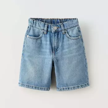 Шорты Zara Baggy-Fit Denim Bermuda, синий
