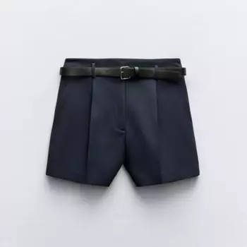 Шорты Zara Basic High-waist, темно-синий