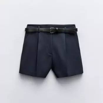 Шорты Zara Basic High-waist, темно-синий