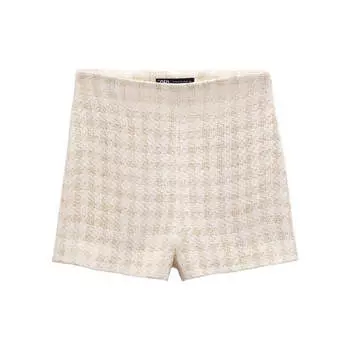Шорты Zara Bermuda Check Textured, экрю
