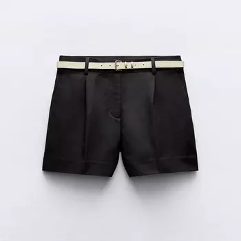 Шорты Zara бермуды с поясом, черный