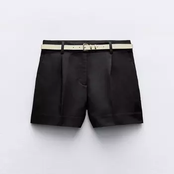 Шорты Zara бермуды с поясом, черный
