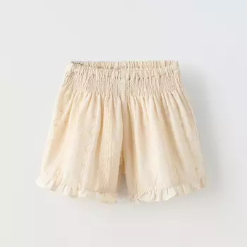 Шорты Zara Embroidered, экрю
