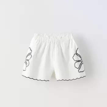 Шорты Zara Embroidered Poplin, белый