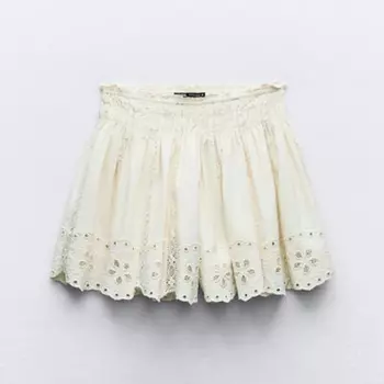 Шорты Zara Embroidered, сливочный