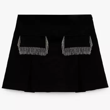 Шорты Zara Fringing, черный