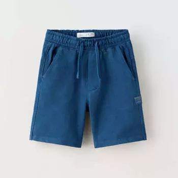 Шорты Zara Garment Dyed Plush Bermuda, синий