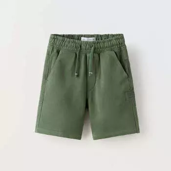 Шорты Zara Garment Dyed Plush Bermuda, зеленый