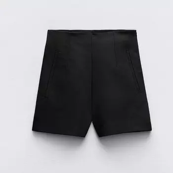 Шорты Zara High-waist Bermuda, черный