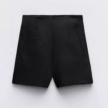 Шорты Zara High-waist Bermuda, черный