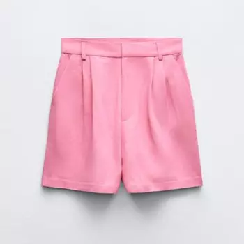 Шорты Zara High-waist Pleated, розовый