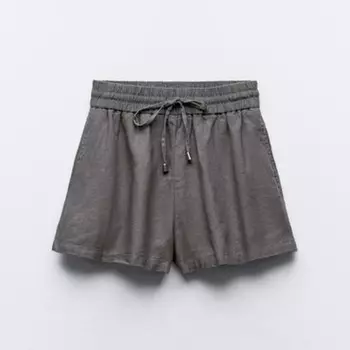 Шорты Zara Linen-blend, антрацитовой-серый