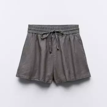 Шорты Zara Linen-blend, антрацитовой-серый