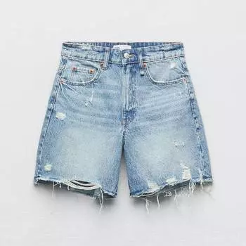 Шорты Zara Loose Fit Denim, синий