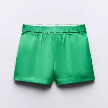 Шорты Zara Satin, зеленый
