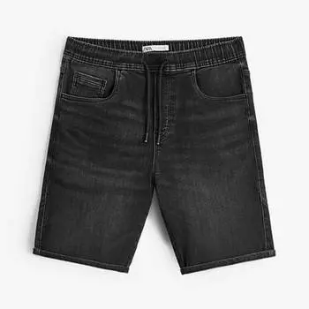 Шорты Zara Soft Denim Bermuda, чёрный