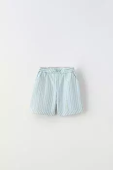 Шорты Zara Striped Bermuda, светло-зеленый