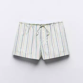 Шорты Zara Striped, светло-зеленый