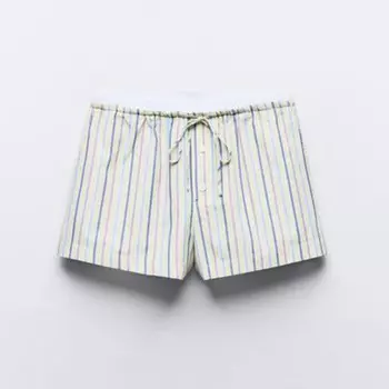 Шорты Zara Striped, светло-зеленый