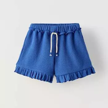 Шорты Zara Summer Camp Ruffle Trim, синий