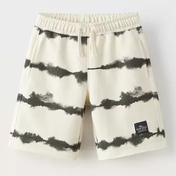 Шорты Zara Tie-dye Striped Bermuda, светло-бежевый
