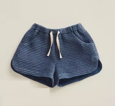 Шорты Zara Timelesz Waffle-knit Bermuda With Drawstrings, синий