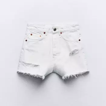 Шорты Zara Trf High-waist Denim, белый