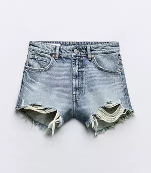 Шорты Zara Trf High-waist Denim Ripped, синий
