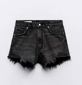 Шорты Zara Trf High-waist Denim Ripped, черный
