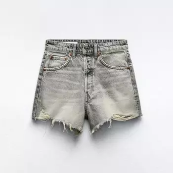 Шорты Zara Trf High-waist Denim, серый