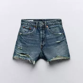 Шорты Zara Trf High-waist Denim, темно-синий