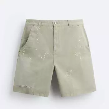 Шорты Zara With Paint Splatter, серый / бежевый