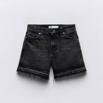 Шорты Zara Z1975 Ripped Mid-rise, черный