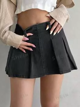 Шорты женские джинсовые Dazy со складками, темно-серый