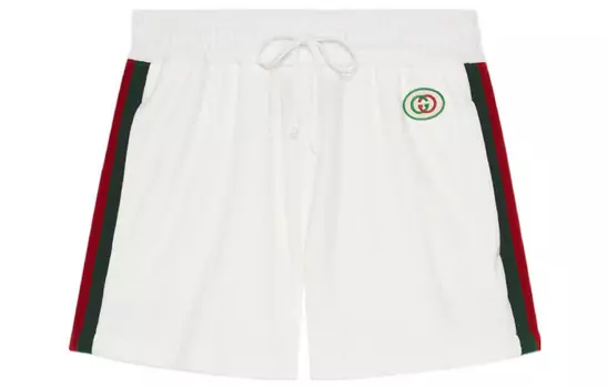 Шорты женские Gucci повседневные, белый / красный / зеленый