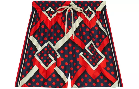 Шорты женские Gucci повседневные с узором, красный / синий