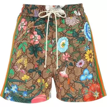 Шорты женские Gucci с принтом, коричневый