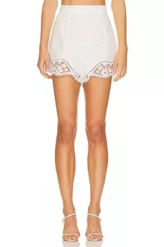 Шорты Zimmermann August Broderie Shorts, слоновая кость
