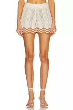 Шорты Zimmermann Junie Knit Shorts, цвет Tan & Cream