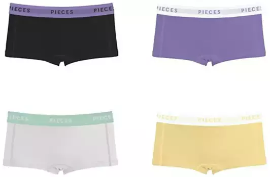 Шт. Hipster "PCLOGO LADY 4 PACK SOLID NOOS BC " (упаковка, 4 шт., 4 шт. в упаковке) Pieces, белый