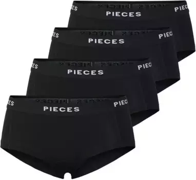 Шт. Hipster "PCLOGO LADY 4 PACK SOLID NOOS BC " (упаковка, 4 шт., 4 шт. в упаковке) Pieces, черный