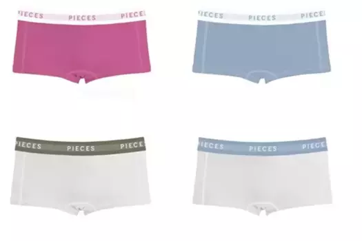 Шт. Hipster "PCLOGO LADY 4 PACK SOLID NOOS BC " (упаковка, 4 шт., 4 шт. в упаковке) Pieces, белый