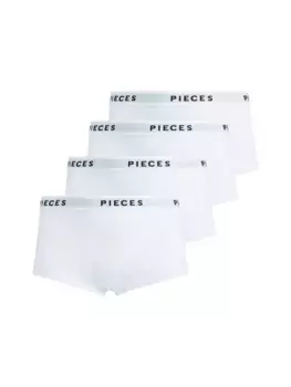 Шт. Hipster "PCLOGO LADY 4 PACK SOLID NOOS BC " (упаковка, 4 шт., 4 шт. в упаковке) Pieces, белый