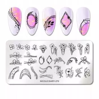 Штамп для дизайна ногтей «Цветы весна-лето» Nicole Diary-270, Frezarkowo